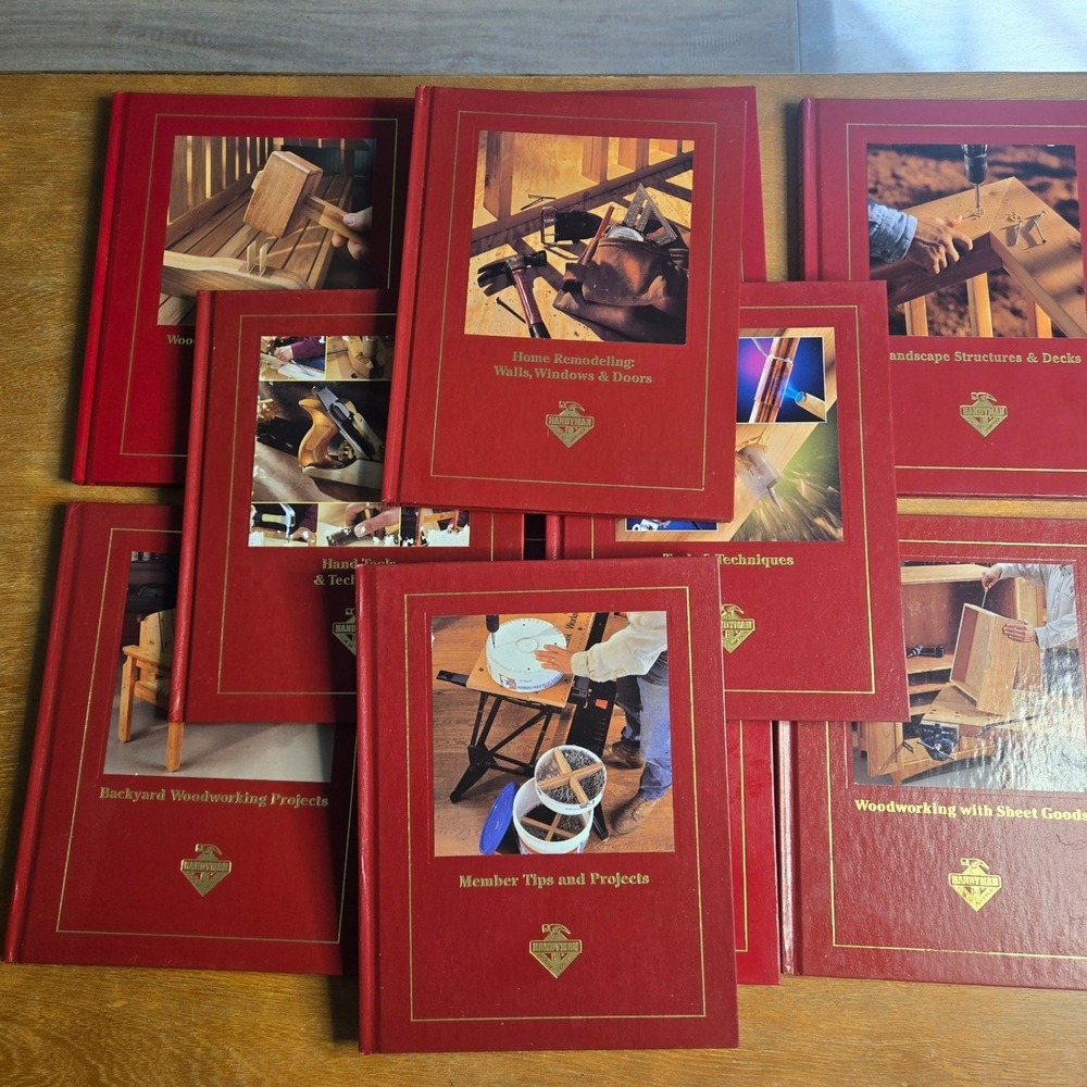 Handyman Club of America Book Set DIY Woodworking Red Hardcover (10) Volumes